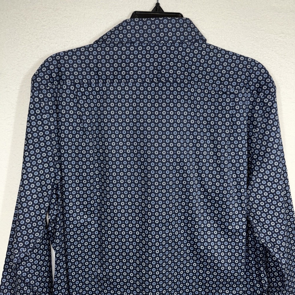 Hart Schaffner Marx Comfort Stretch Button Up Shirt Cotton Size M Blue Circles - Picture 8 of 13